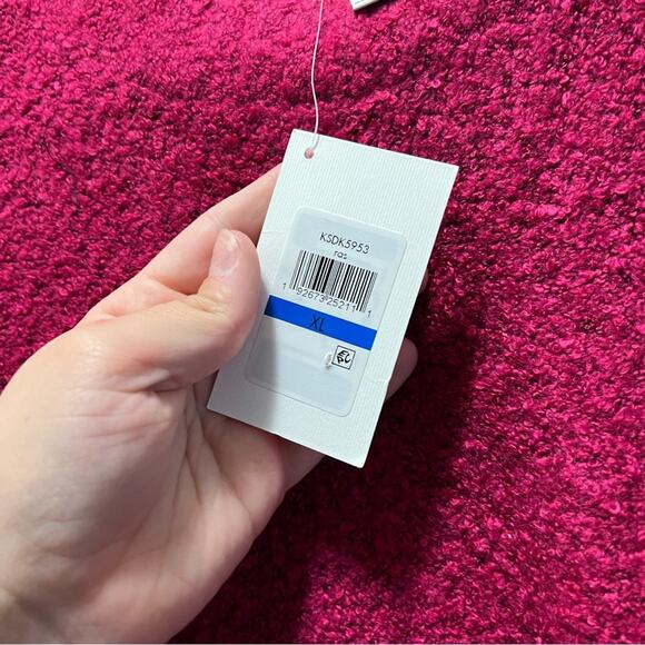 Kensie Pink Popcorn Knit Wool Blend Raspberry Pink Sweater Size XL NWT - Picture 8 of 8